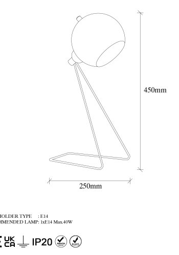 LUMI Odivela bordlampe -942FLG1804
