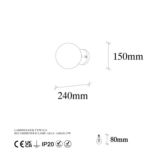 LUMI Serena vglampe - glas og guld metal