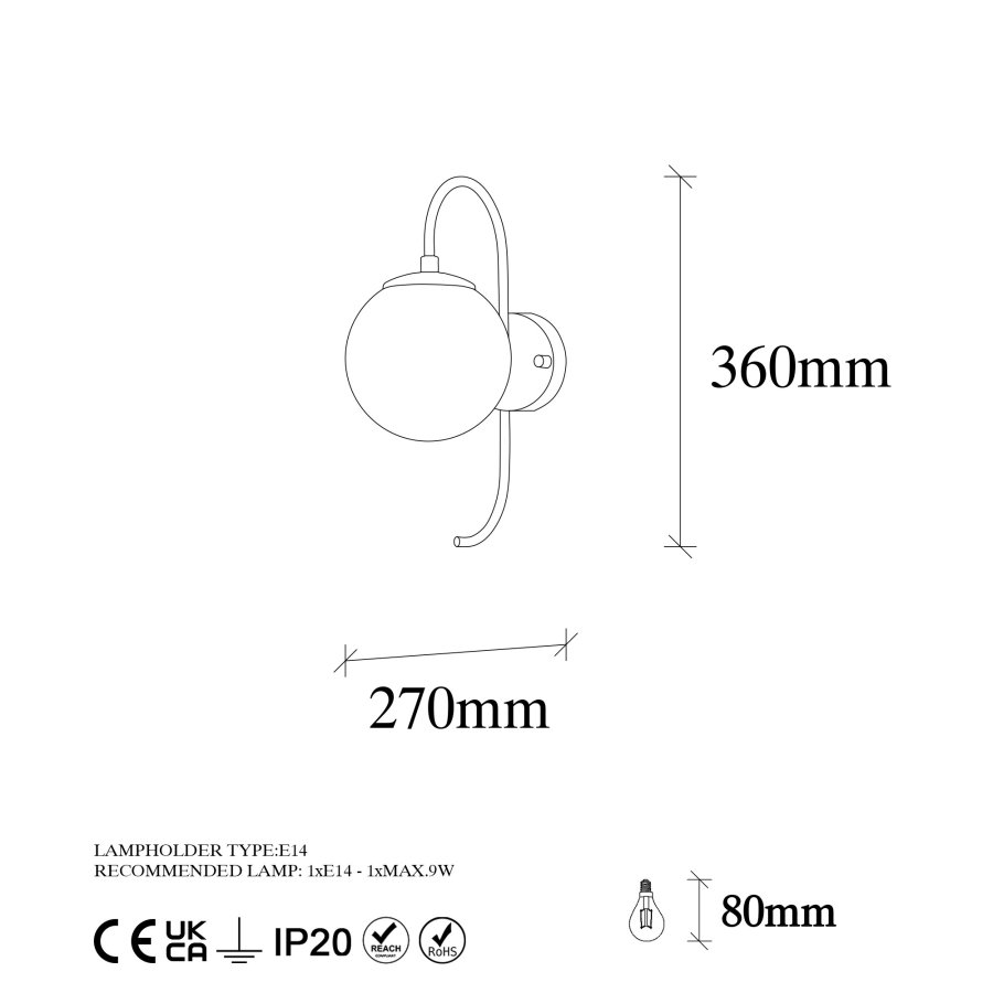 LUMI Novara vegglampe -942FLG2127