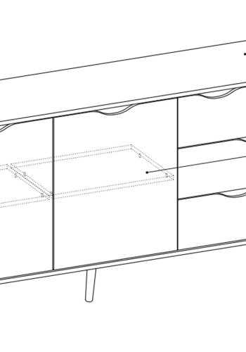 
TVILUM delta skænk - hvid/egestruktur, med 2 låger og 3 skuffer
