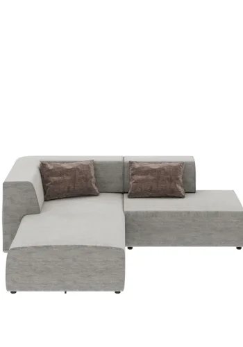 KARE DESIGN Infinity Boston hjrnesofa, m. 2 mrkegr puder - gr stof og plast