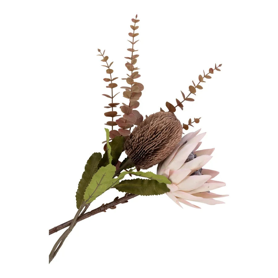 HOUSE NORDIC King Protea bukett med kunstige blomster, blanding - bordeaux plast (H:65)