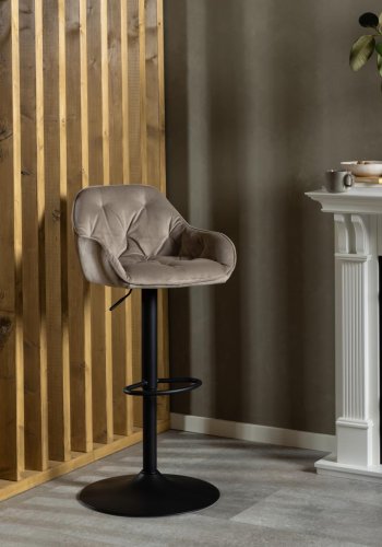 ACT NORDIC Brooke barstol, m. rygln, armln, drejefunktion, gaspatron - beige fljl og sort stl