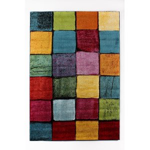 TEPPI Renkli teppe med ruter, rektangulrt - flerfarget polypropylen (200x290)
