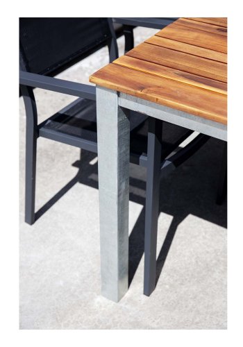 VENTURE DESIGN rektangulrt Zenia hagebord - naturlig akasietre og sinkstl (200x100)