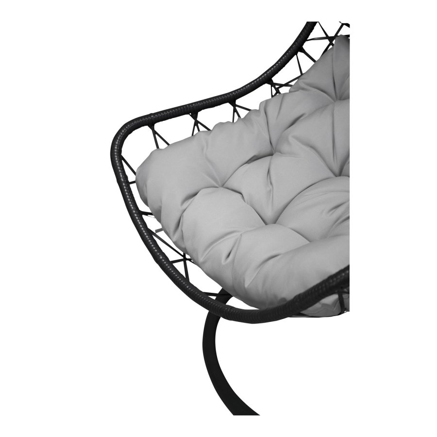 VENTURE DESIGN Vide Utomhus Hngstol med Dynor - Grtt Tyg, Svart Rotting och Stl