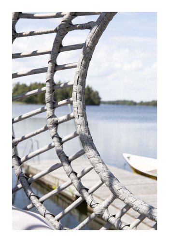 VENTURE DESIGN Viga dobbel utendrs hengestol med puter - grtt stoff og rotting, sort stl