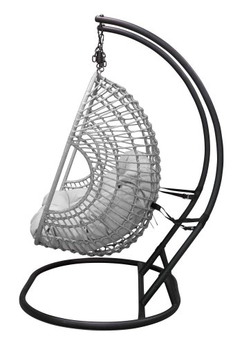 VENTURE DESIGN Viga dobbel utendrs hengestol med puter - grtt stoff og rotting, sort stl