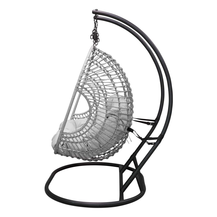 VENTURE DESIGN Viga dobbel utendrs hengestol med puter - grtt stoff og rotting, sort stl