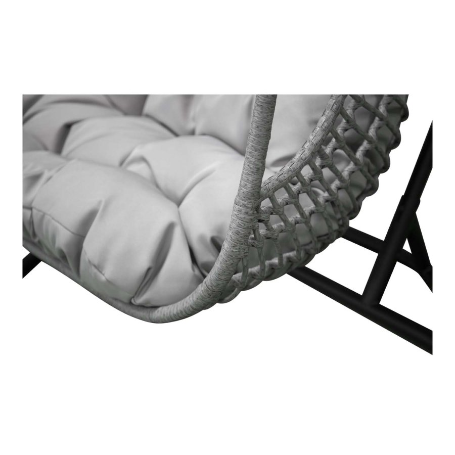 VENTURE DESIGN Viga dobbel utendrs hengestol med puter - grtt stoff og rotting, sort stl