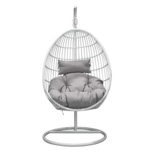 VENTURE DESIGN Viga udendrs hngestol m. gr stofhynde - hvid rattan og stl