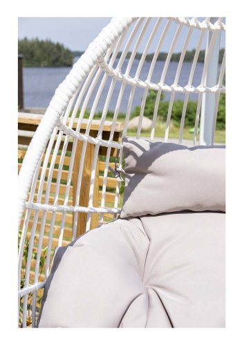 VENTURE DESIGN Viga utendrs hengestol med gr stoffpute - hvit rotting og stl