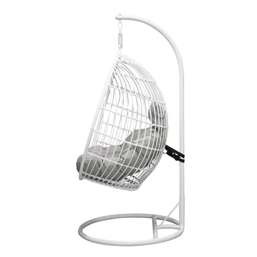 VENTURE DESIGN Viga utendrs hengestol med gr stoffpute - hvit rotting og stl