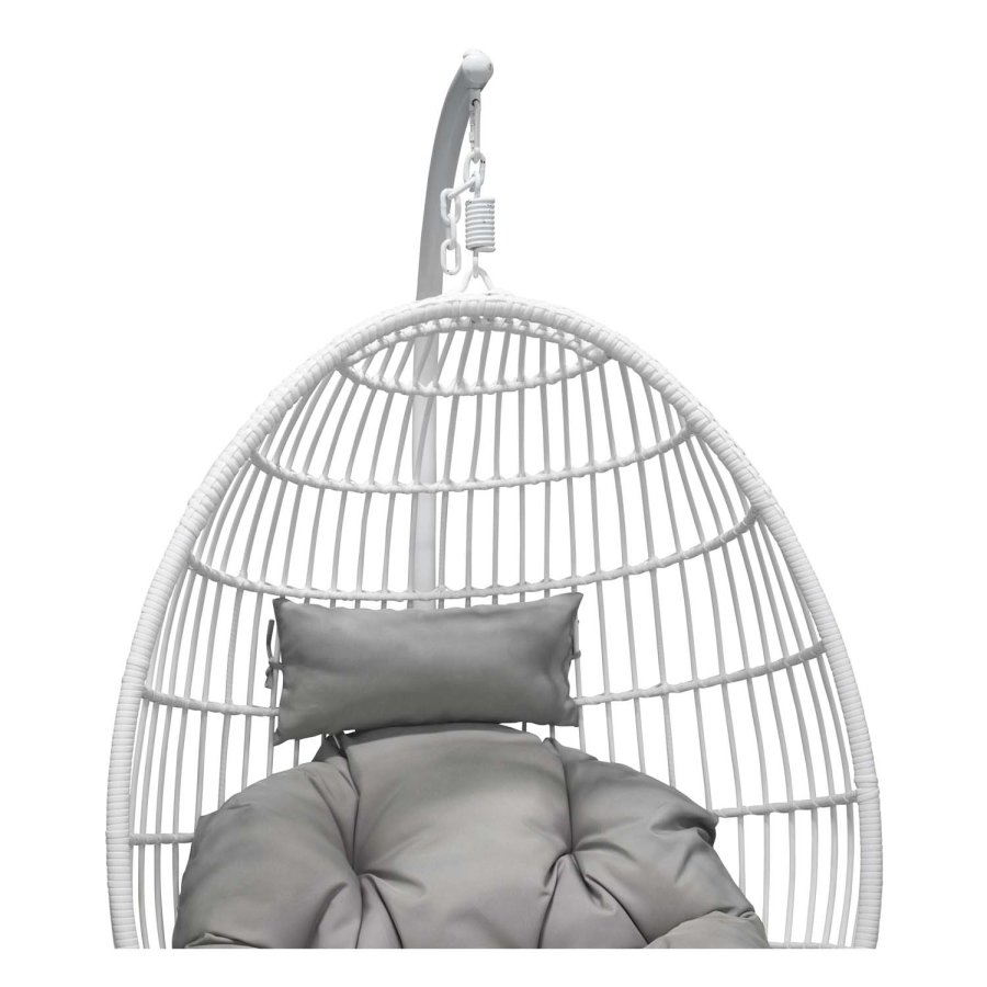 VENTURE DESIGN Viga utendrs hengestol med gr stoffpute - hvit rotting og stl