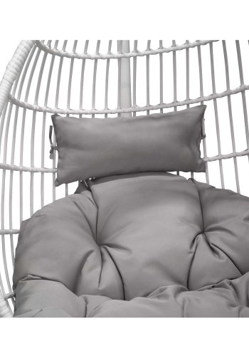 VENTURE DESIGN Viga utendrs hengestol med gr stoffpute - hvit rotting og stl