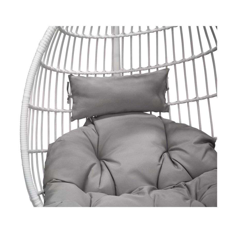 VENTURE DESIGN Viga utendrs hengestol med gr stoffpute - hvit rotting og stl
