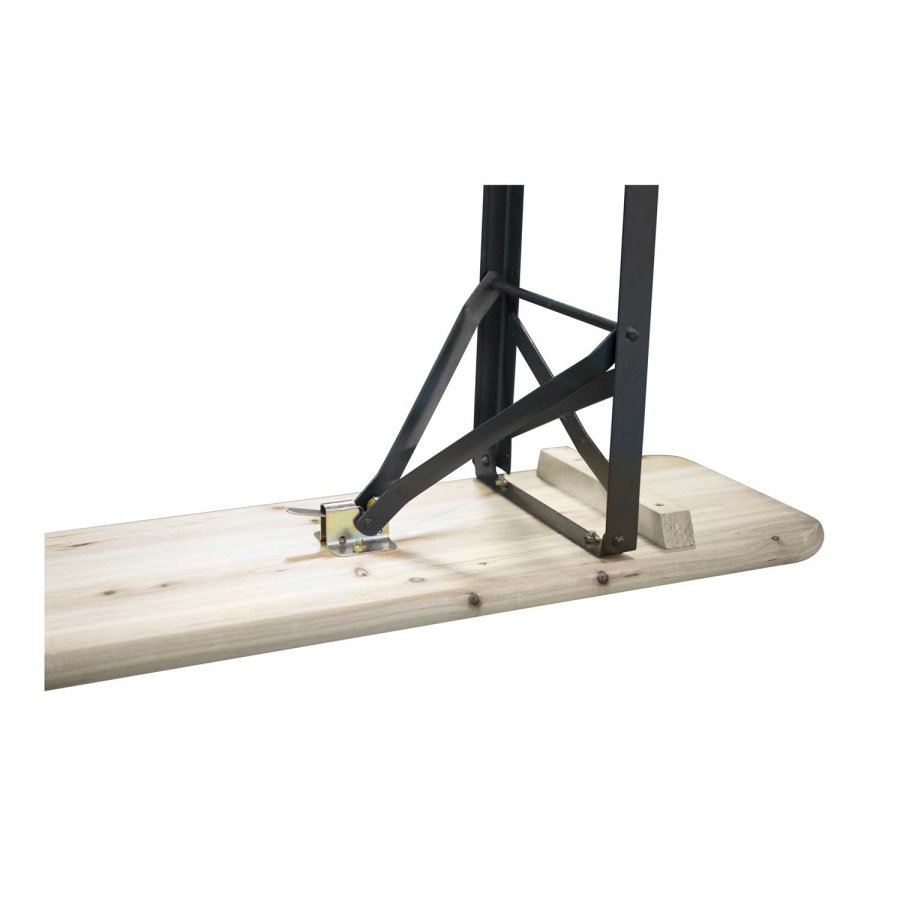 VENTURE DESIGN Guniess Klappbarer Gartentisch und Gartenbänke – Naturholz und schwarzes Metall 