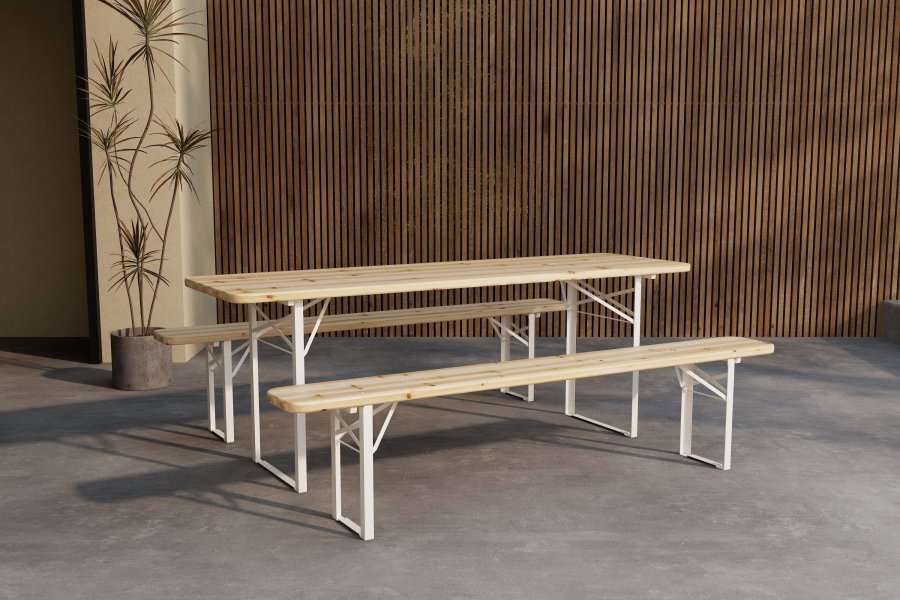 VENTURE HOME Guinness spisegruppe - Beige ramme / Teak-look