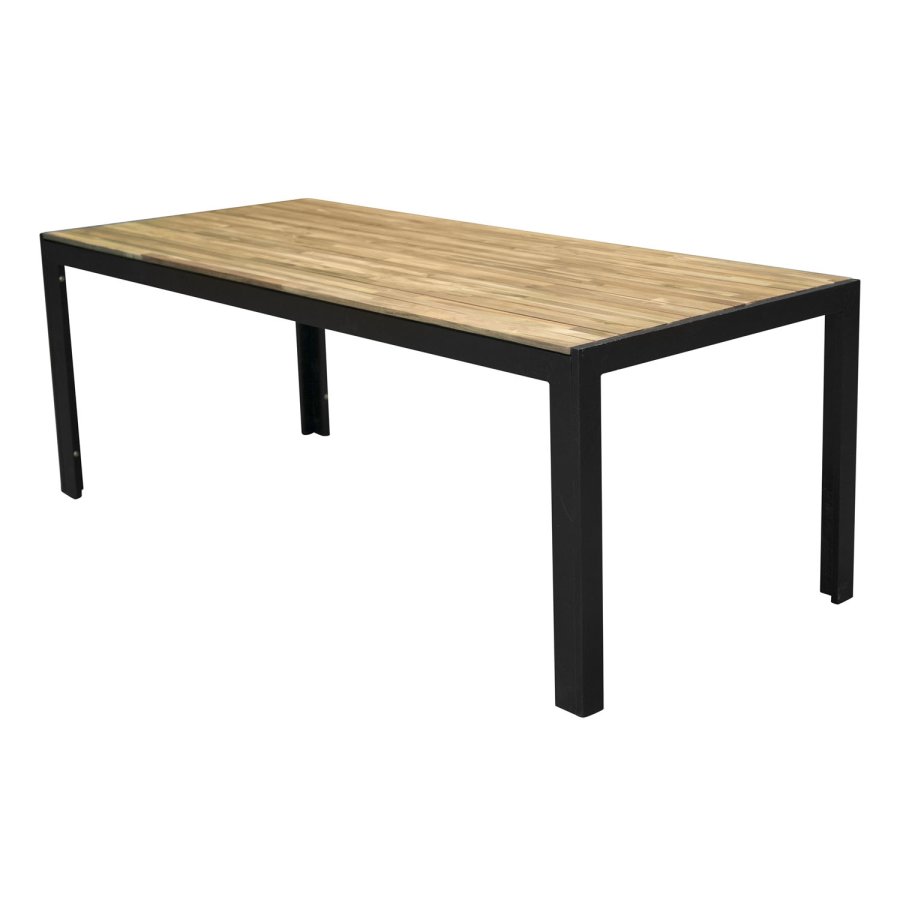 VENTURE DESIGN rektangulrt Bois hagebord - naturlig akasietre og svart aluminium (200x100)