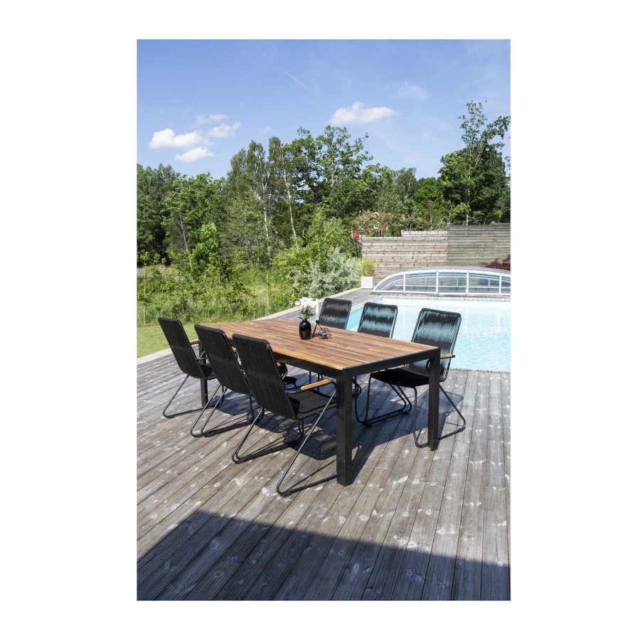 VENTURE DESIGN rektangulrt Bois hagebord - naturlig akasietre og svart aluminium (200x100)