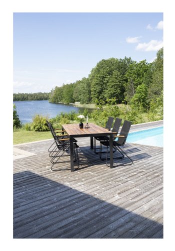 VENTURE DESIGN rektangulrt Bois hagebord - naturlig akasietre og svart aluminium (200x100)