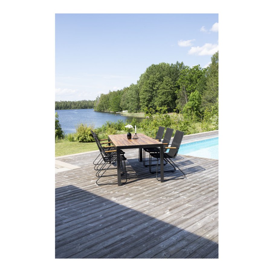 VENTURE DESIGN rektangulrt Bois hagebord - naturlig akasietre og svart aluminium (200x100)