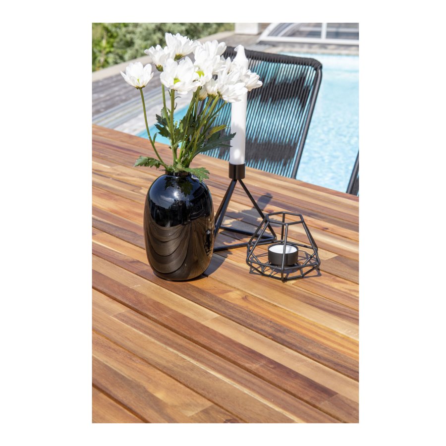 VENTURE DESIGN rektangulrt Bois hagebord - naturlig akasietre og svart aluminium (200x100)