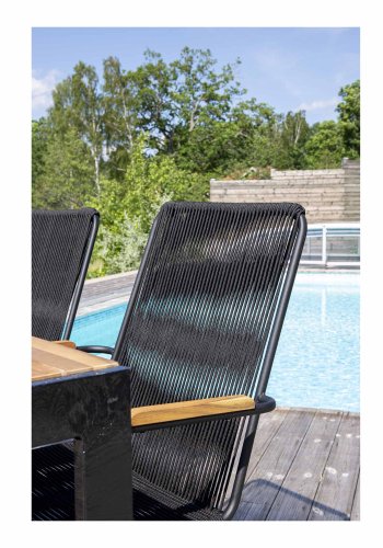 VENTURE DESIGN rektangulrt Bois hagebord - naturlig akasietre og svart aluminium (200x100)