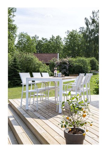 VENTURE DESIGN rektangulrt Bois hagebord - naturlig akasietre og hvit aluminium (200x100)