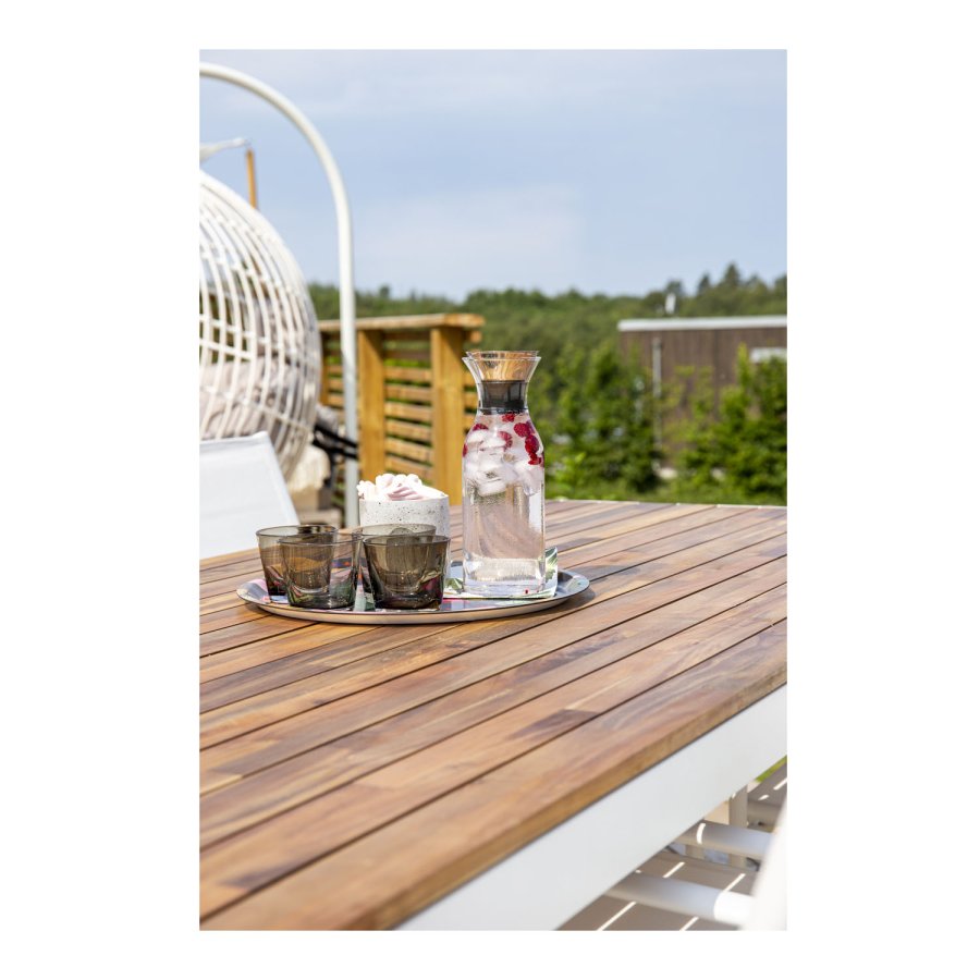 VENTURE DESIGN rektangulrt Bois hagebord - naturlig akasietre og hvit aluminium (200x100)