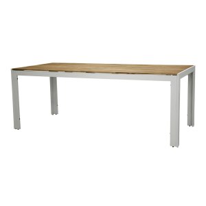 VENTURE DESIGN rektangulr Bois havebord - natur akacietr og hvid aluminium (200x100)