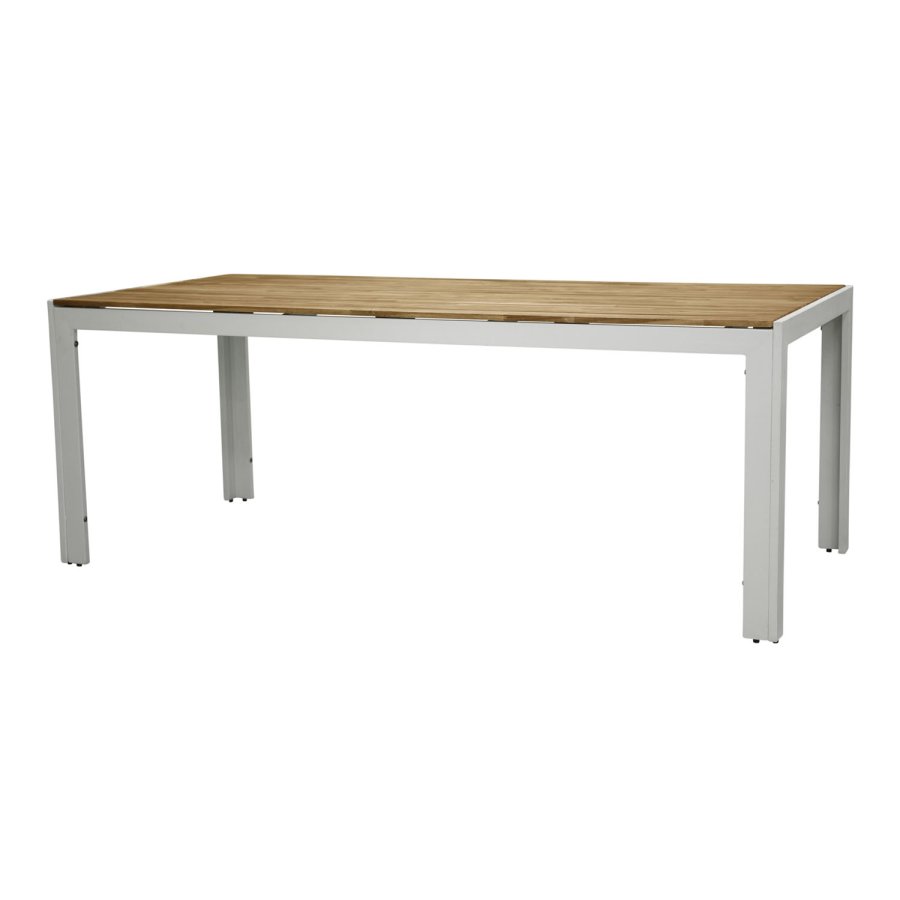VENTURE DESIGN rektangulrt Bois hagebord - naturlig akasietre og hvit aluminium (200x100)