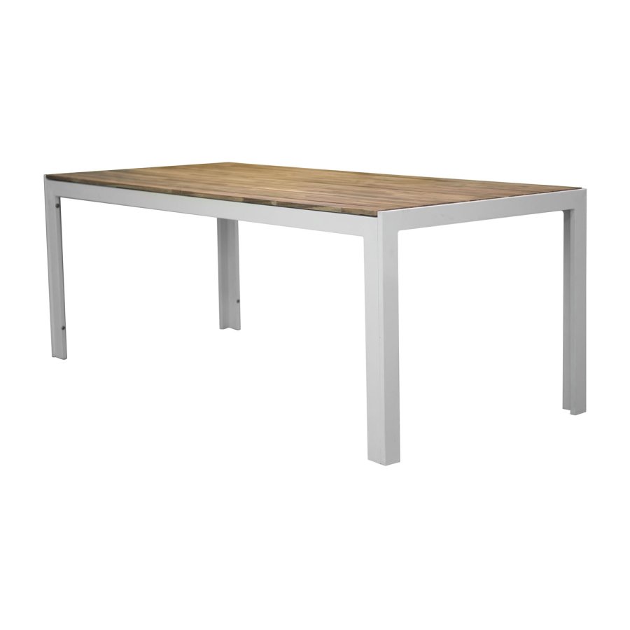 VENTURE DESIGN rektangulrt Bois hagebord - naturlig akasietre og hvit aluminium (200x100)