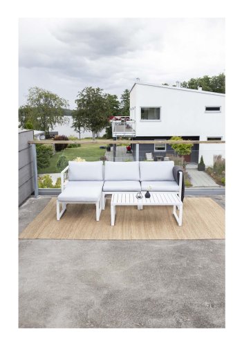 VENTURE DESIGN Salvador sofa hagesett med puter og bord - gr polyester og hvit aluminium
