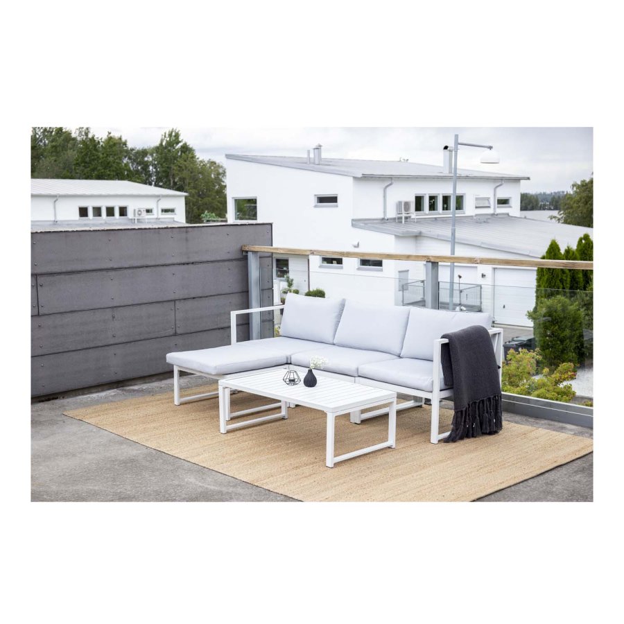 VENTURE DESIGN Salvador sofa hagesett med puter og bord - gr polyester og hvit aluminium