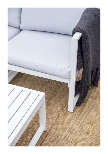 VENTURE DESIGN Salvador sofa hagesett med puter og bord - gr polyester og hvit aluminium