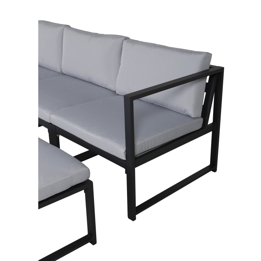 VENTURE DESIGN Salvador hagesofasett, med lysegr puter - svart aluminium og metall