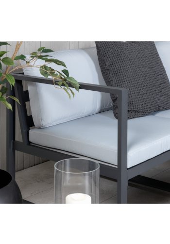 VENTURE DESIGN Salvador hagesofasett, med lysegr puter - svart aluminium og metall