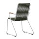 VENTURE DESIGN Bois Gartenstuhl, mit Teakholz-Armlehnen – grünes Seil und silberner Stahl