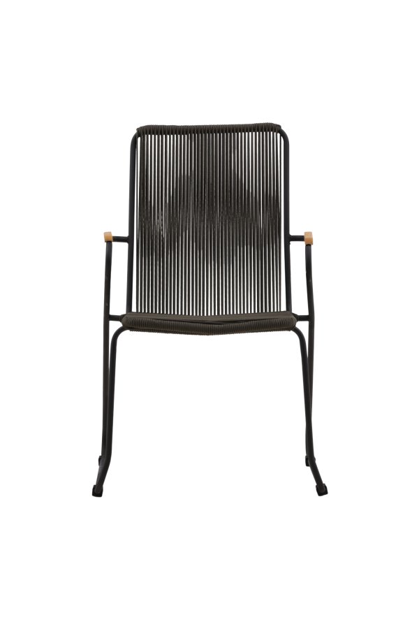 VENTURE DESIGN Bois hagestol, med teak armlener - mrkegrtt tau og svart stl