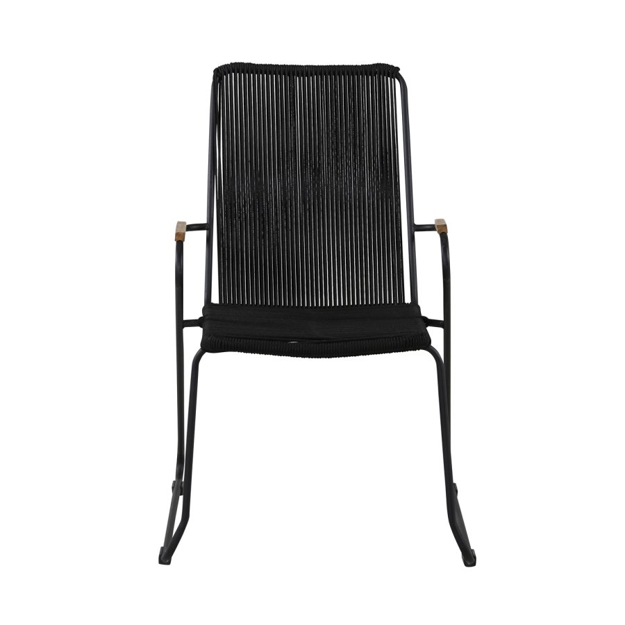 VENTURE DESIGN Bois hagestol, med armlener - naturlig teak, svart tau og stl