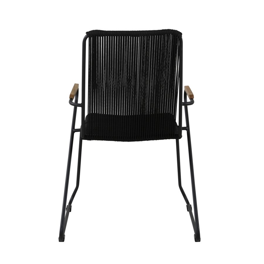 VENTURE DESIGN Bois hagestol, med armlener - naturlig teak, svart tau og stl