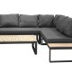 VENTURE DESIGN Panama hj�rne hagesofa med puter - gr�tt, naturlig akasietre og svart aluminium