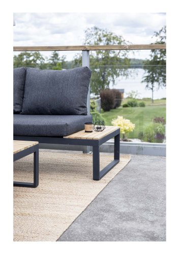 VENTURE DESIGN Panama hjrne hagesofa med puter - grtt, naturlig akasietre og svart aluminium