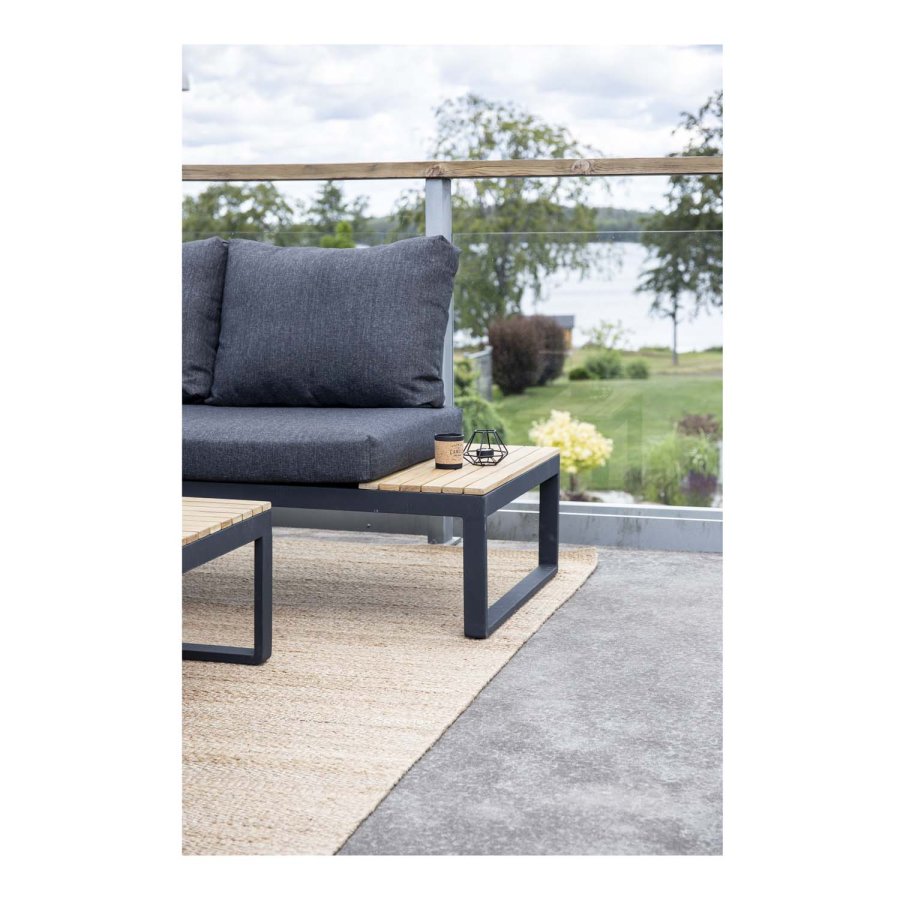 VENTURE DESIGN Panama hjrne hagesofa med puter - grtt, naturlig akasietre og svart aluminium