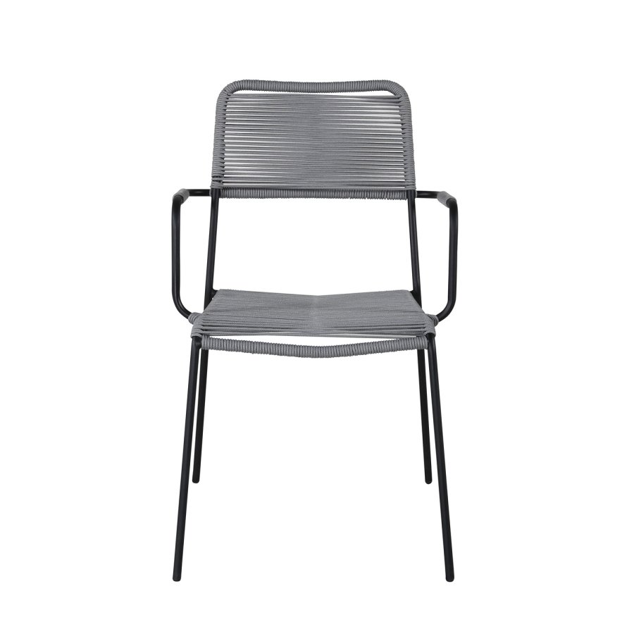 VENTURE DESIGN Lindos hagestol, med armlener - gr polyestertau, svart aluminium og stl