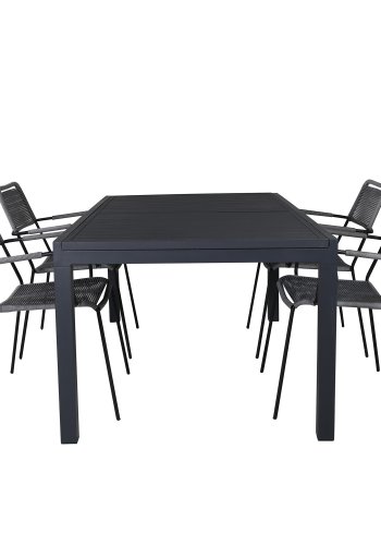 VENTURE DESIGN Lindos hagestol, med armlener - gr polyestertau, svart aluminium og stl