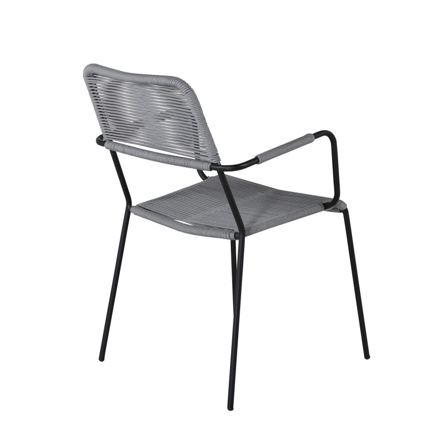 VENTURE DESIGN Lindos hagestol, med armlener - gr polyestertau, svart aluminium og stl