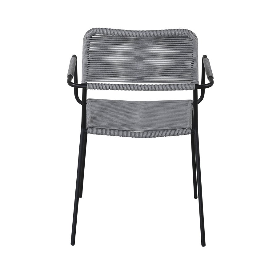 VENTURE DESIGN Lindos hagestol, med armlener - gr polyestertau, svart aluminium og stl