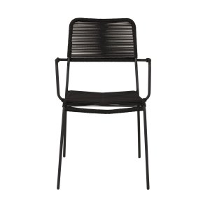 VENTURE DESIGN Lindos havestol, m. armln - sort polyester reb, aluminium og stl